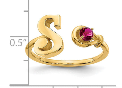10KY Gold Initial Letter Birthstone Ring Personalized Name Jewelry Accessory (Style 10XNR81SY)