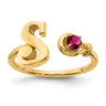 10KY Letter S with Birthstone Ring