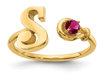 10K Gold Letter with Birthstone Ring