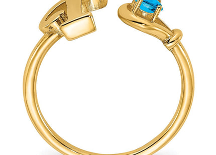 10KY Gold Initial Letter Birthstone Ring Personalized Name Jewelry Accessory (Style 10XNR81TY)