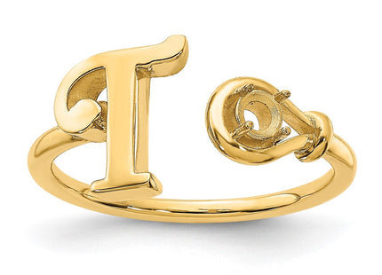 10KY Gold Initial Letter Birthstone Ring Personalized Name Jewelry Accessory (Style 10XNR81TY)