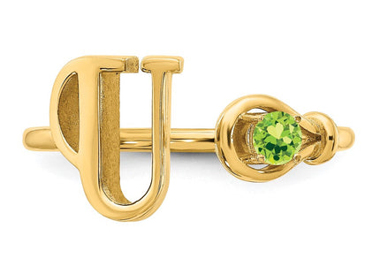 10KY Gold Initial Letter Birthstone Ring Personalized Name Jewelry Accessory (Style 10XNR81UY)