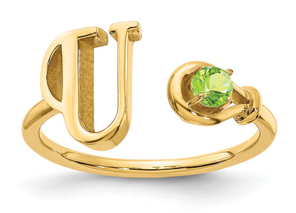 10K Gold Letter with Birthstone Ring