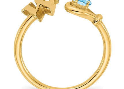 10KY Gold Initial Letter Birthstone Ring Personalized Name Jewelry Accessory (Style 10XNR81WY)