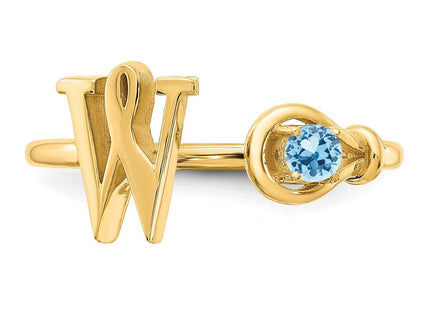 10KY Gold Initial Letter Birthstone Ring Personalized Name Jewelry Accessory (Style 10XNR81WY)