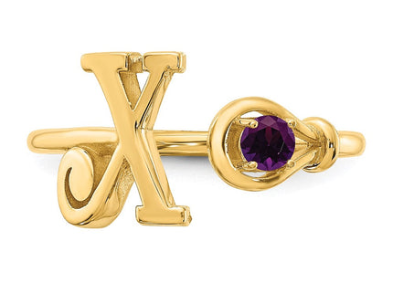 10KY Gold Initial Letter Birthstone Ring Personalized Name Jewelry Accessory (Style 10XNR81XY)