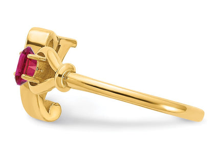 10KY Gold Initial Letter Birthstone Ring Personalized Name Jewelry Accessory (Style 10XNR81YY)