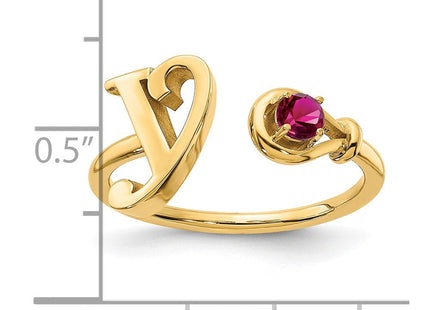 10KY Gold Initial Letter Birthstone Ring Personalized Name Jewelry Accessory (Style 10XNR81YY)