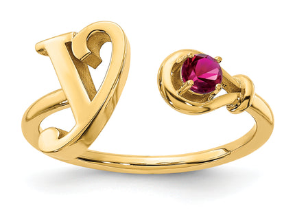 10K Gold Letter with Birthstone Ring