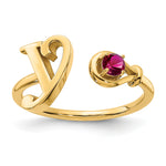 10K Gold Letter with Birthstone Ring view