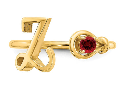 10KY Gold Initial Letter Birthstone Ring Personalized Name Jewelry Accessory (Style 10XNR81ZY)