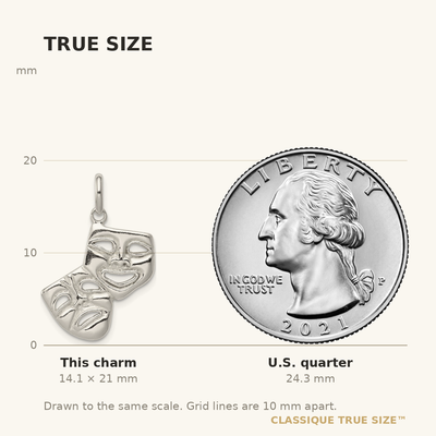 Sterling Silver Comedy/tragedy Charm, 21 x 18mm