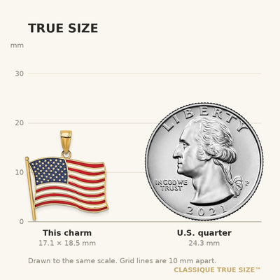 14K w/ Enamel American Flag Charm