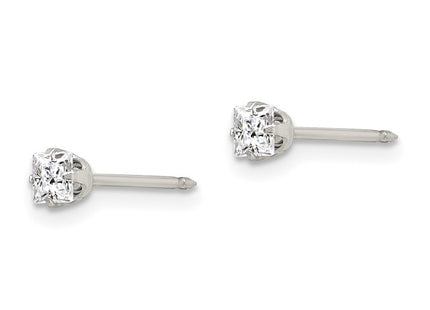 Stainless steel cubic zirconia earrings, alternate view
