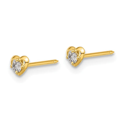 Inverness 14K Polished Heart With . Diamond Post Piercing Earrings