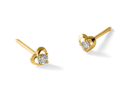 Inverness 14k Polished Heart With . Diamond Post Piercing Earrings