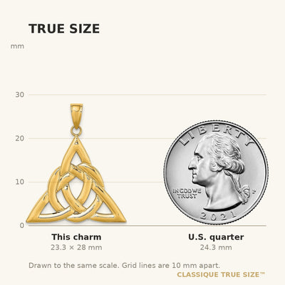 14K Polished Large Celtic Trinity Knot Charm
