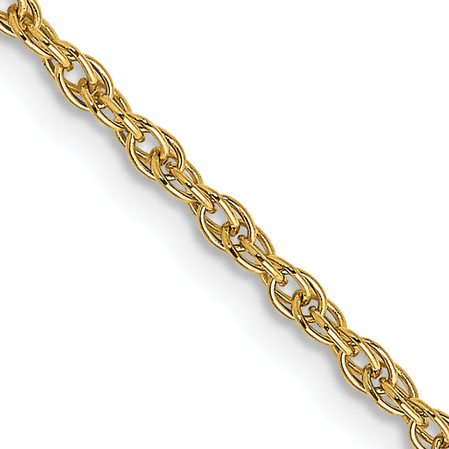 14K Carded . Cable Rope with Spring Ring Clasp Chain, 18 x 1.55mm