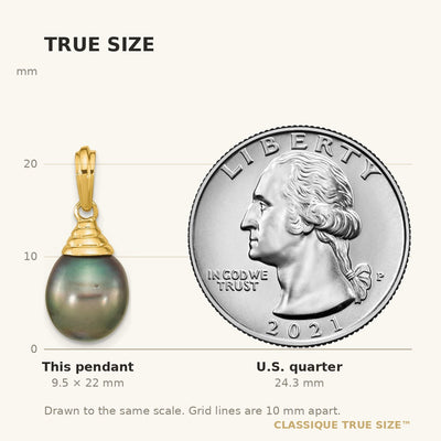 14K Black Teardrop Tahitian Saltwater Cultured Pearl Pendant