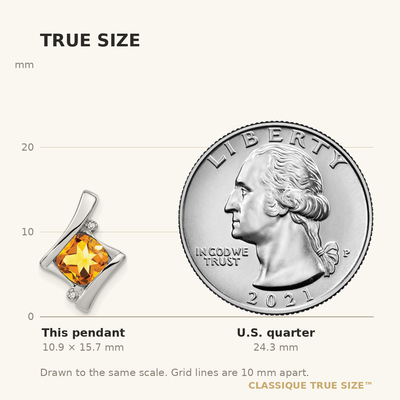 14K White Gold Citrine and Diamond Pendant, 15.7 x 11.1mm