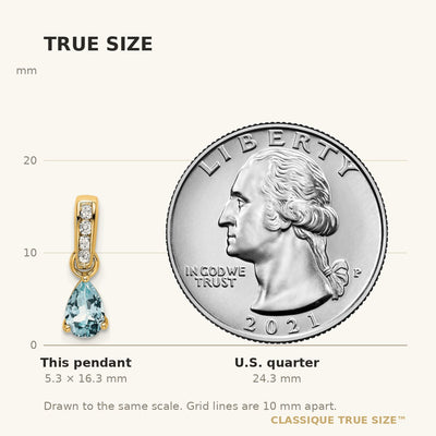 14K Pear Aquamarine and Diamond Pendant