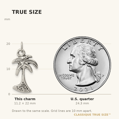 Sterling Silver Palm Tree Charm, 22 x 12mm