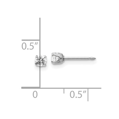 Inverness 14K White Gold CZ Stud Short Post Piercing Earrings