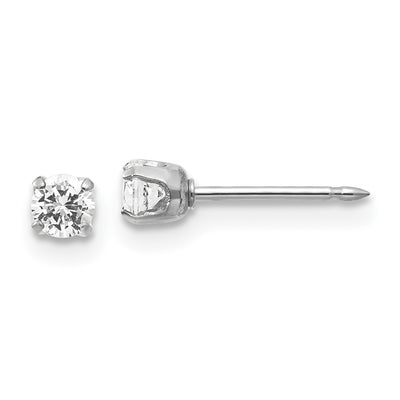 Inverness 14K White Gold CZ Stud Short Post Piercing Earrings