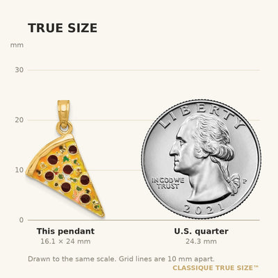 14K Enameled Pizza Slice Pendant