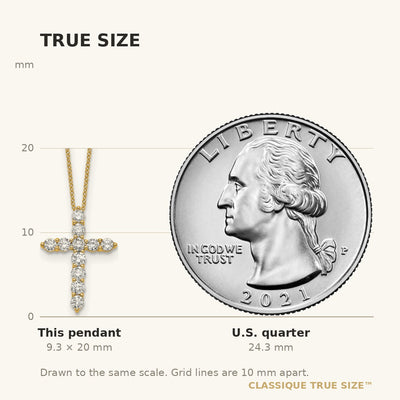 14K Polished 1.5 carat Diamond Cross Pendant Necklace