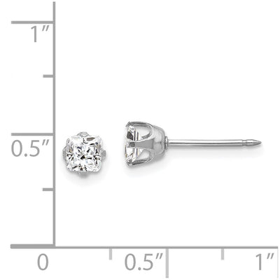 Inverness 14K White Gold Sq CZ Post Earrings