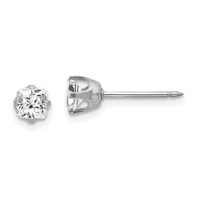 Inverness 14K White Gold Sq CZ Post Earrings