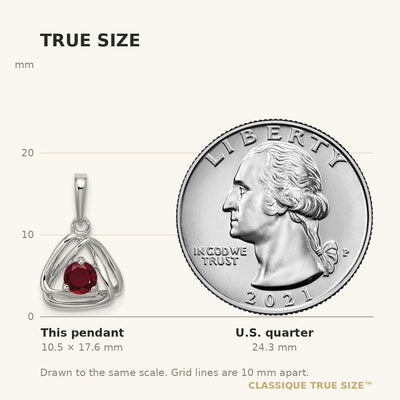 14K White Gold Created Ruby Triangle Pendant