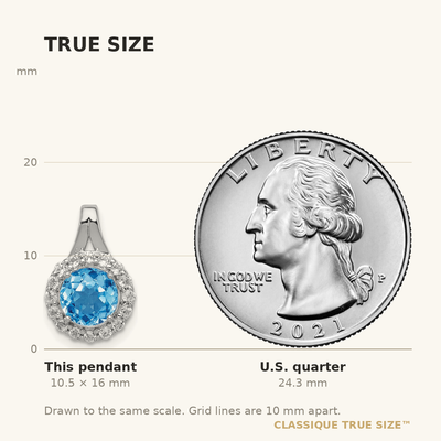 Sterling Silver Rhodium White Topaz & Lght Sw. Blue Topaz Circle Pendant