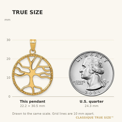 14K Tree of Life in Round Frame Pendant