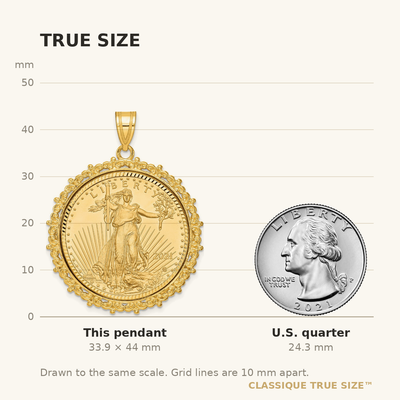Wideband Distinguished Coin Jewelry 14ky Fancy Diamond-cut Mounted 1/2oz American Eagle Coin Bezel Pendant
