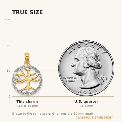 14K w/Rhodium Tree of Life in Round Frame Charm