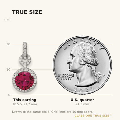 Cheryl M Sterling Silver Rhodium-plated Brilliant-cut Lab Created Ruby and Brilliant-cut White CZ Round Halo Post Earrings, 21.7 x 10.7mm