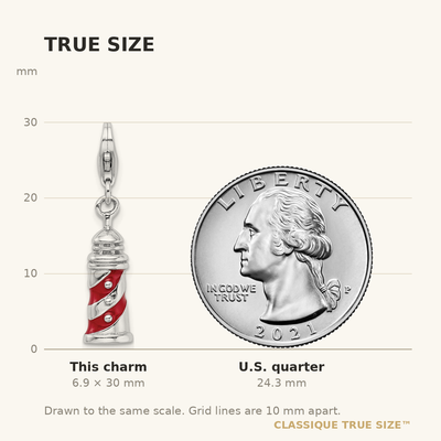 Amore La Vita Sterling Silver Rhodium-plated Polished 3-D Enameled Lighthouse Charm with Fancy Lobster Clasp