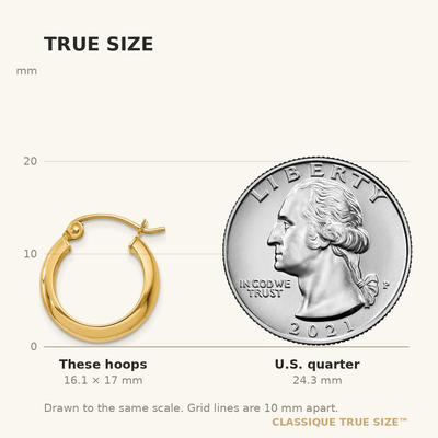 14K Round Tube Hoop Earrings, 17 x 3.75mm