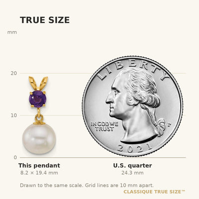 14K Polished Round White Freshwater Cultured Pearl Dangle and Amethyst Pendant