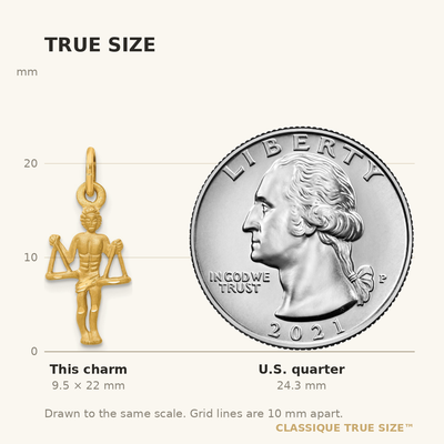 14K Satin Diamond-cut Libra Zodiac Charm, 22 x 9mm