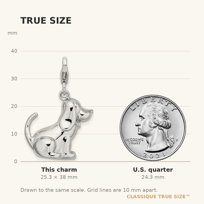 Amore La Vita Sterling Silver Rhodium-plated Polished 3-D Enameled Dog Charm with Fancy Lobster Clasp