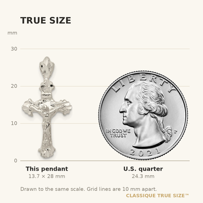 Sterling Silver Inri Crucifix Pendant, 28 x 14mm