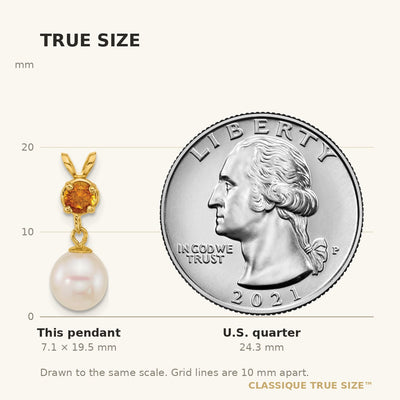 14K Polished Round White Freshwater Cultured Pearl Dangle and Citrine Pendant