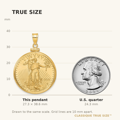 Wideband Distinguished Coin Jewelry 14ky Diamond-cut Screw Top Mounted 1/2oz American Eagle Coin Bezel Pendant