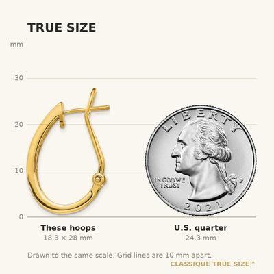 14K Gold Diamond Omega Back Hoop Earrings