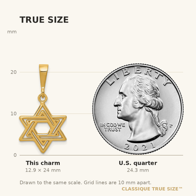 14K Star of David Charm, 24 x 15mm