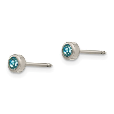 Inverness Titanium Aqua Crystal Bezel Earrings