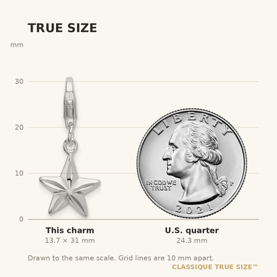 Amore La Vita Sterling Silver Rhodium-plated Polished 3-D Diamond-cut Star Charm with Fancy Lobster Clasp